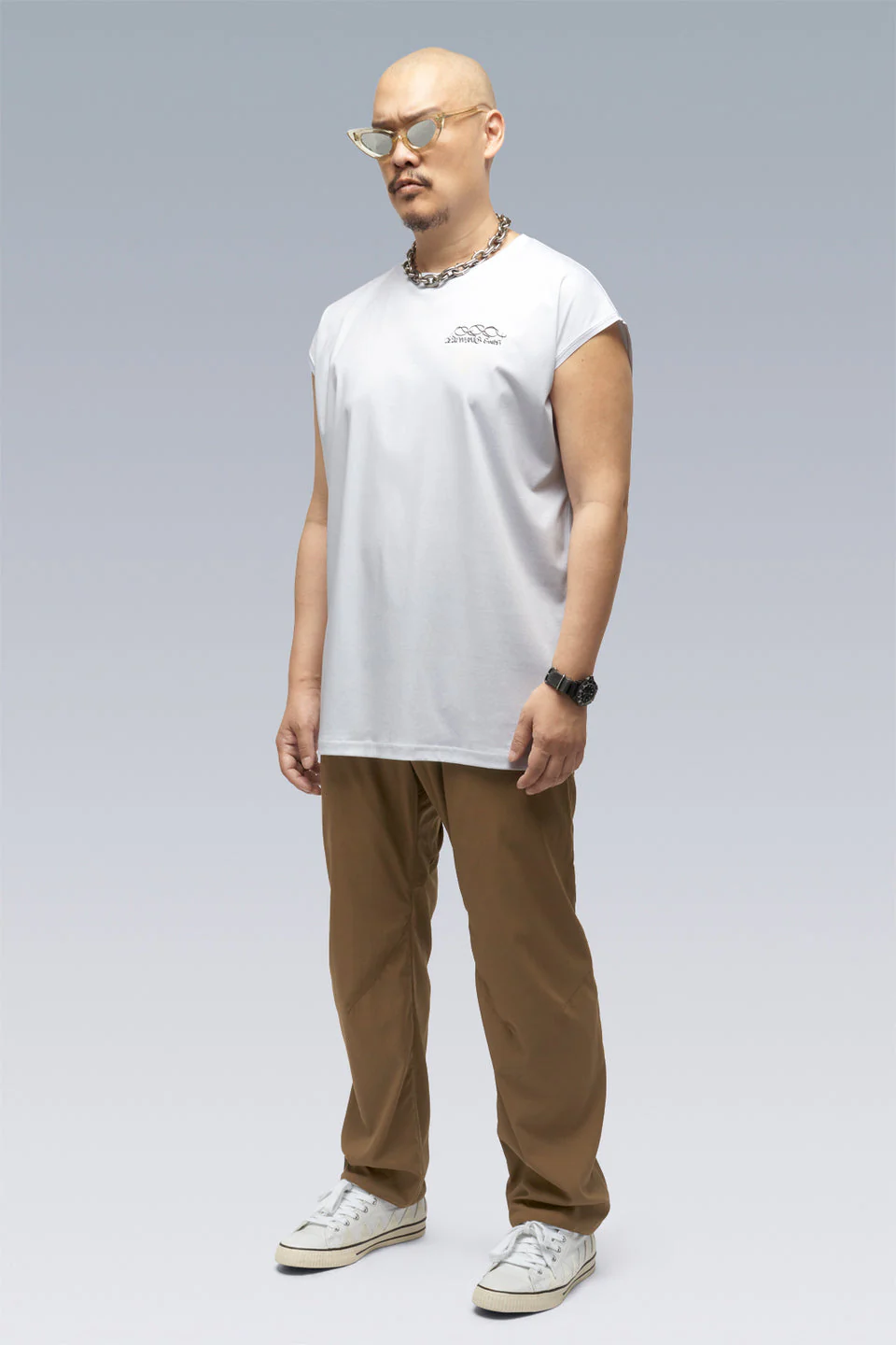 S25-PR-A 100% Cotton Mercerized Sleeveless T-shirt - White - Image 5
