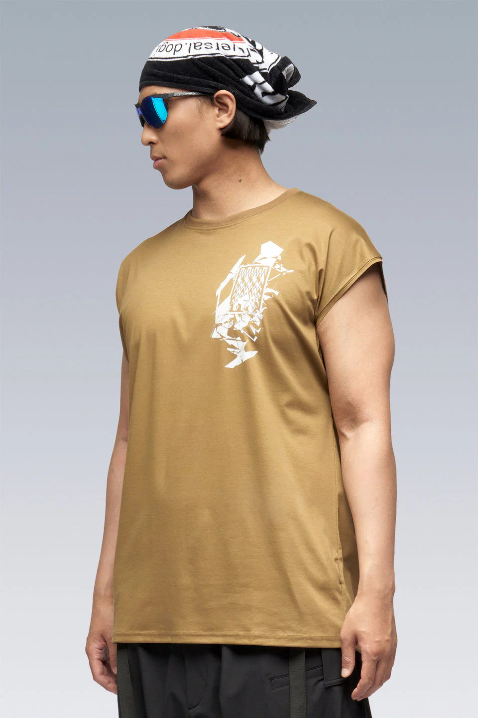 S25-PR-B 100% Cotton Mercerized Sleeveless T-shirt - Coyote - Image 3