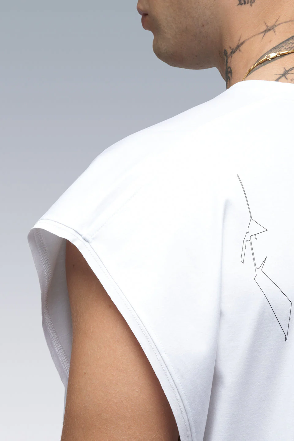 S25-PR-B 100% Cotton Mercerized Sleeveless T-shirt - White - Image 10
