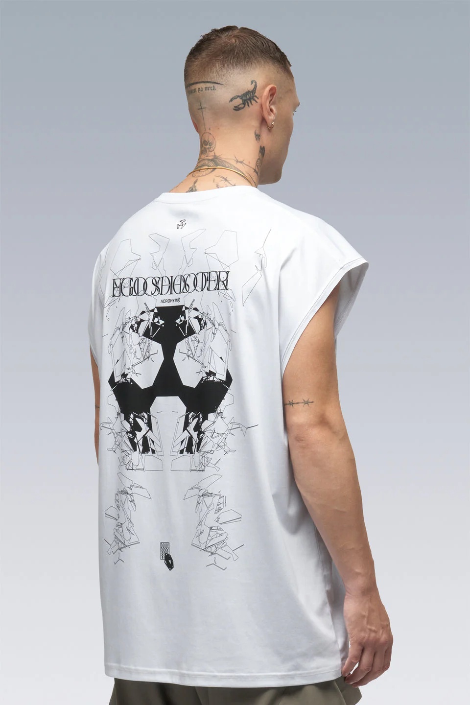 S25-PR-B 100% Cotton Mercerized Sleeveless T-shirt - White - Image 3