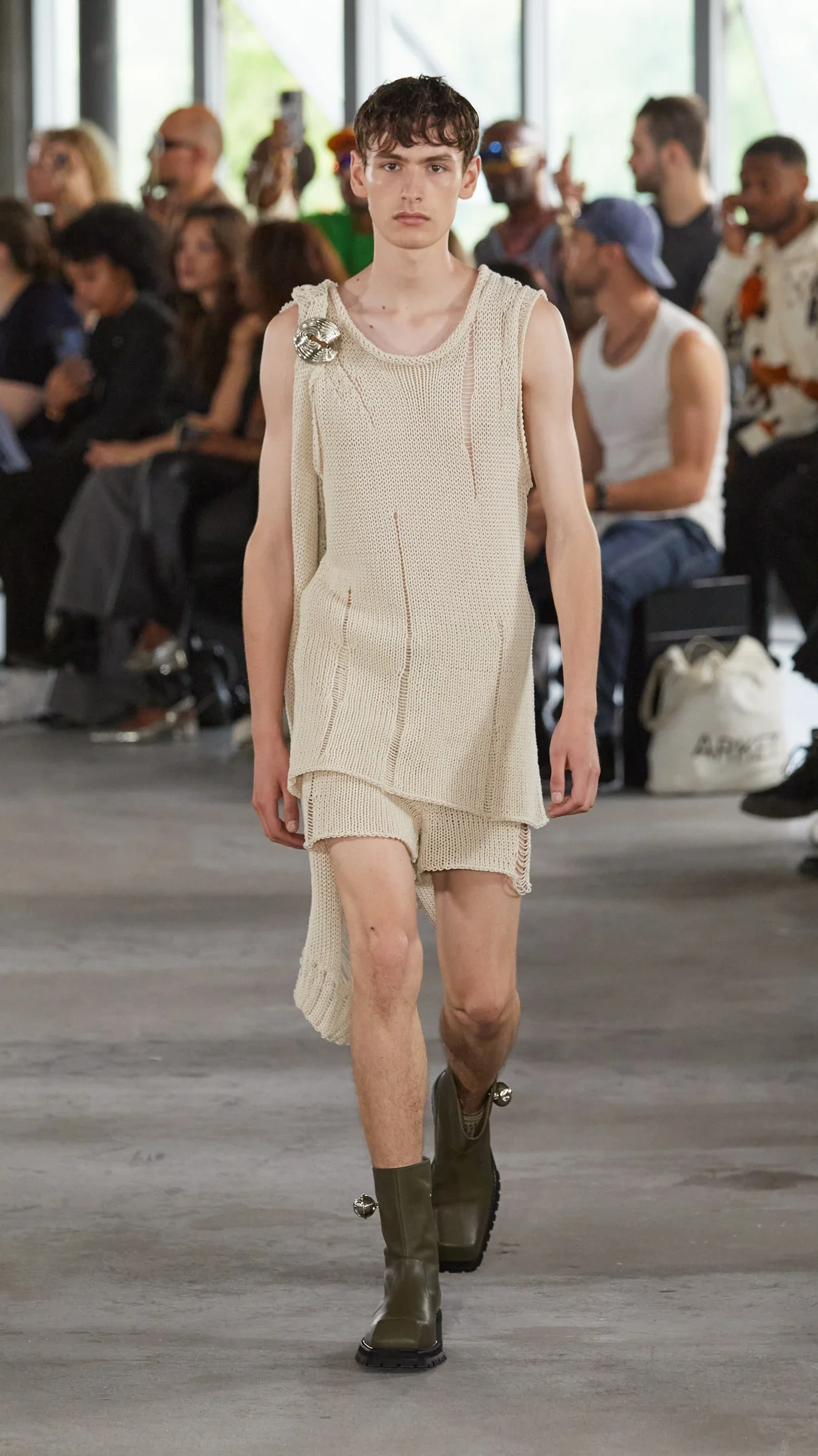 LIGHT KHAKI DISTRESSED KNIT TANK - Image 2