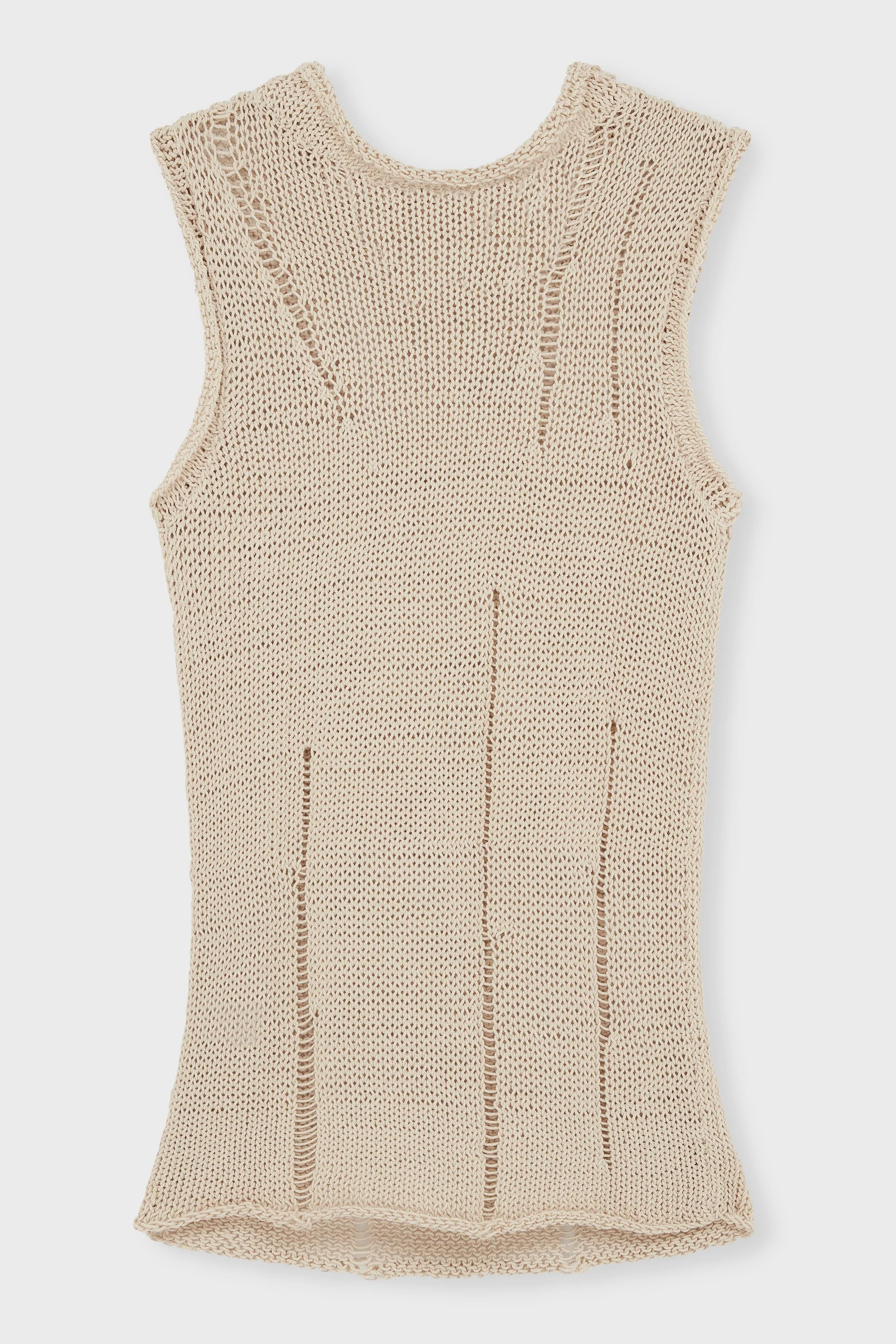 LIGHT KHAKI DISTRESSED KNIT TANK - Image 3