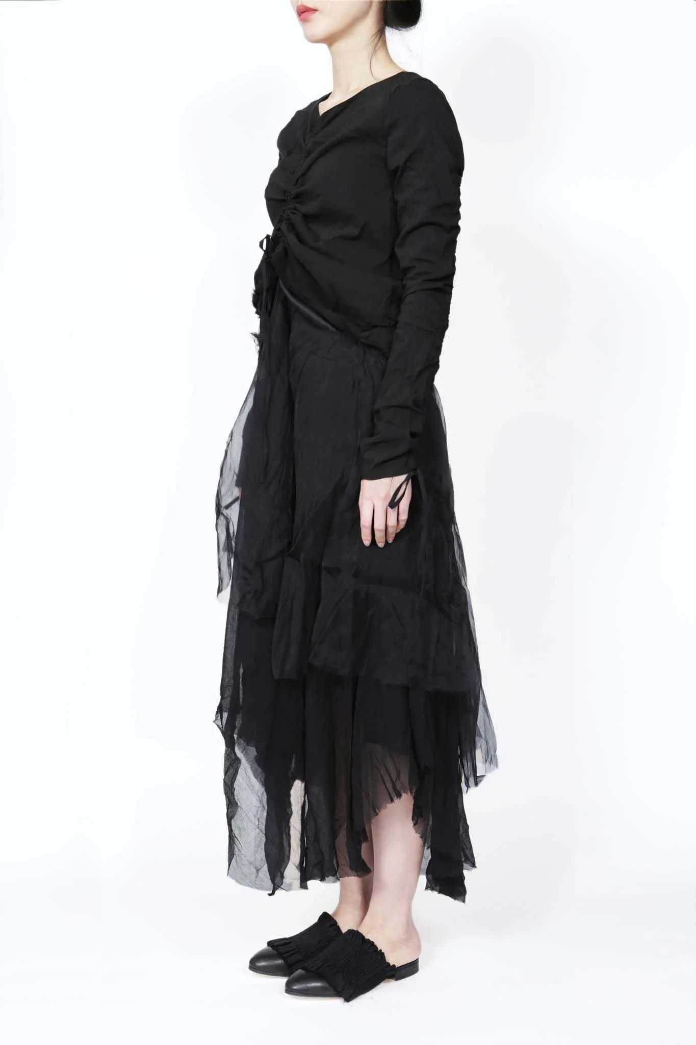 BLACK SOPWITH LAYERED ORGANZA STRETCH DRESS - Image 6