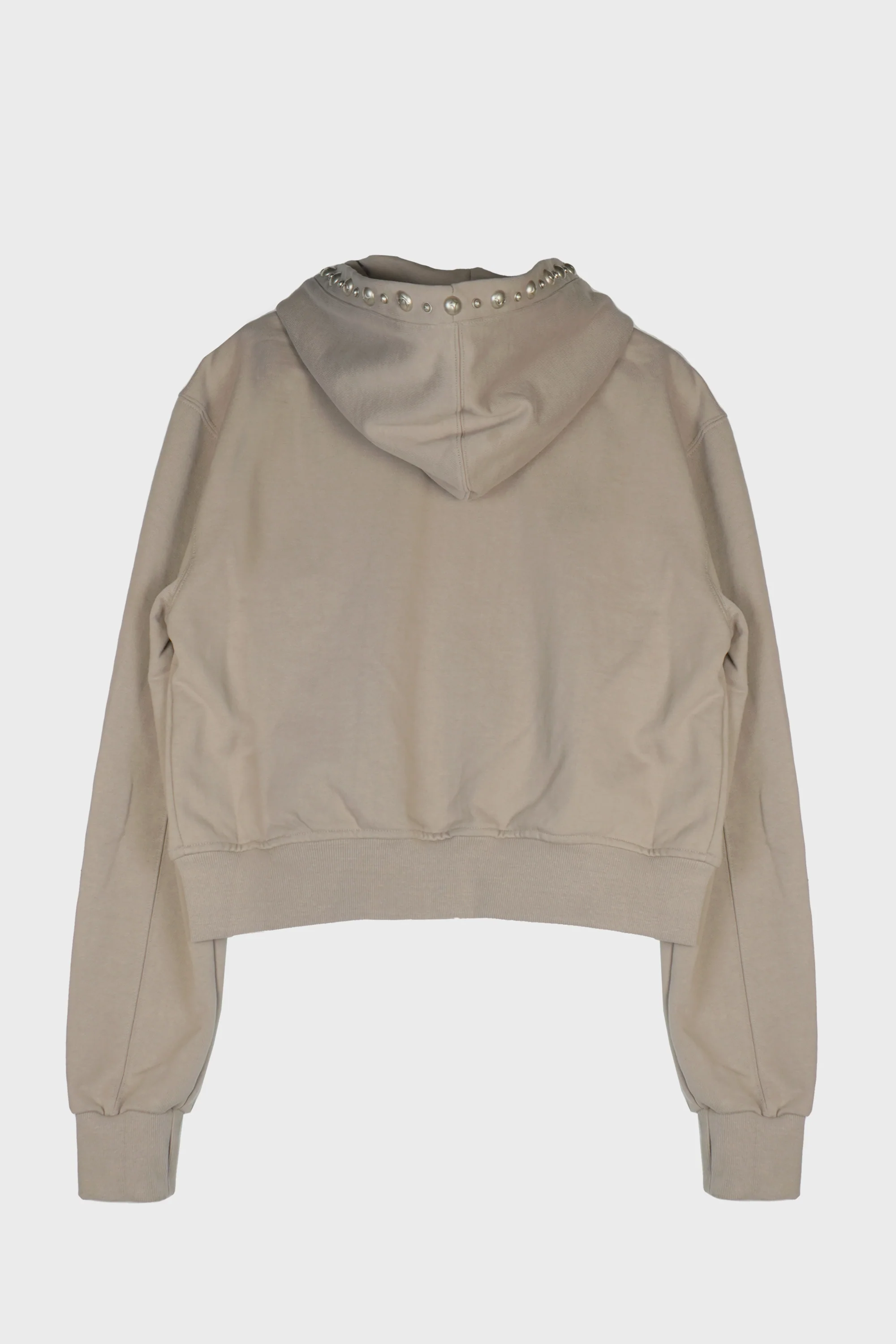 TC STUDDED LINE CROPPED ZIP-UP HOODIE BEIGE - Image 2
