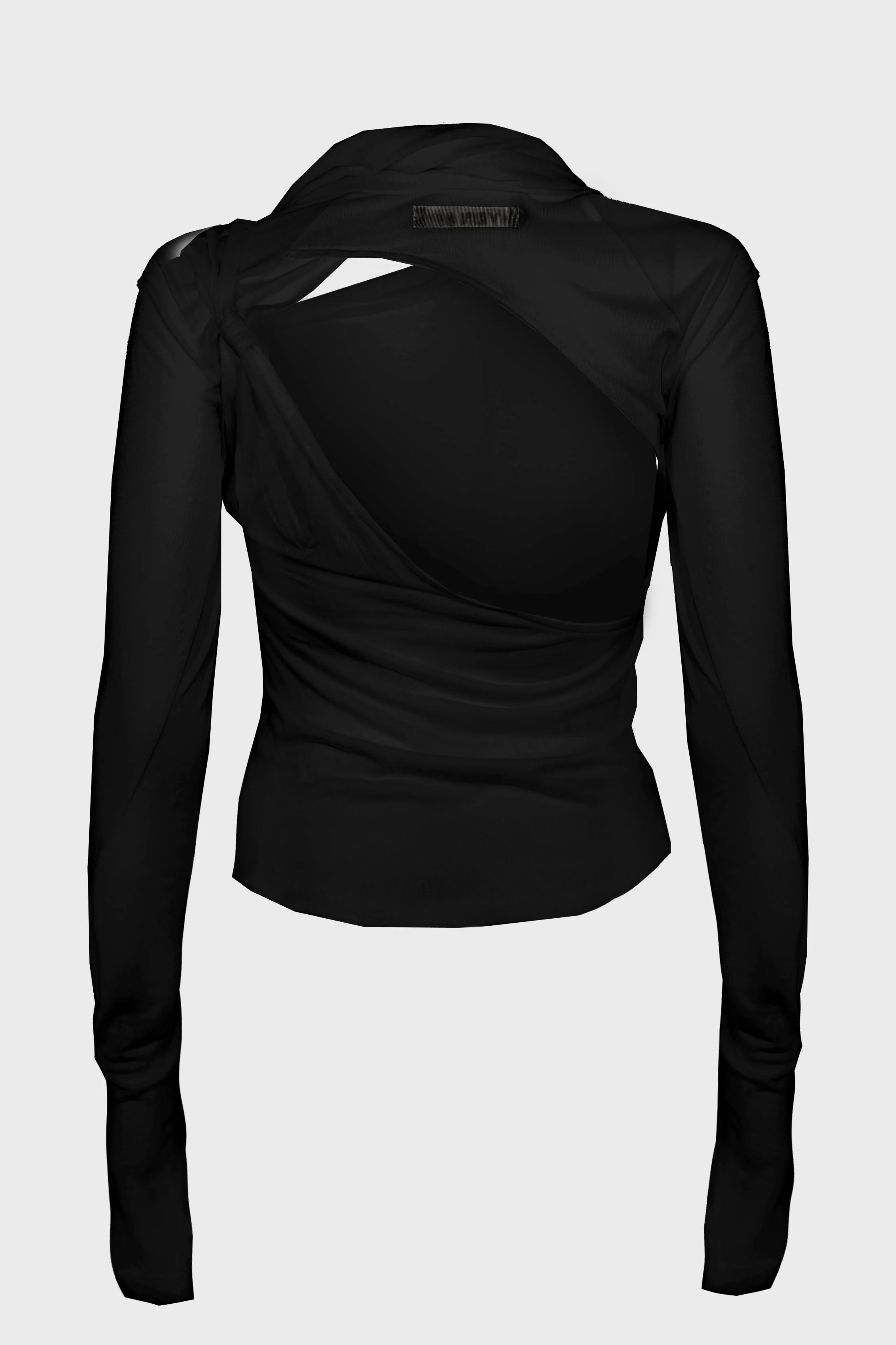 TIED LONG SLEEVE TOP BLACK - Image 3