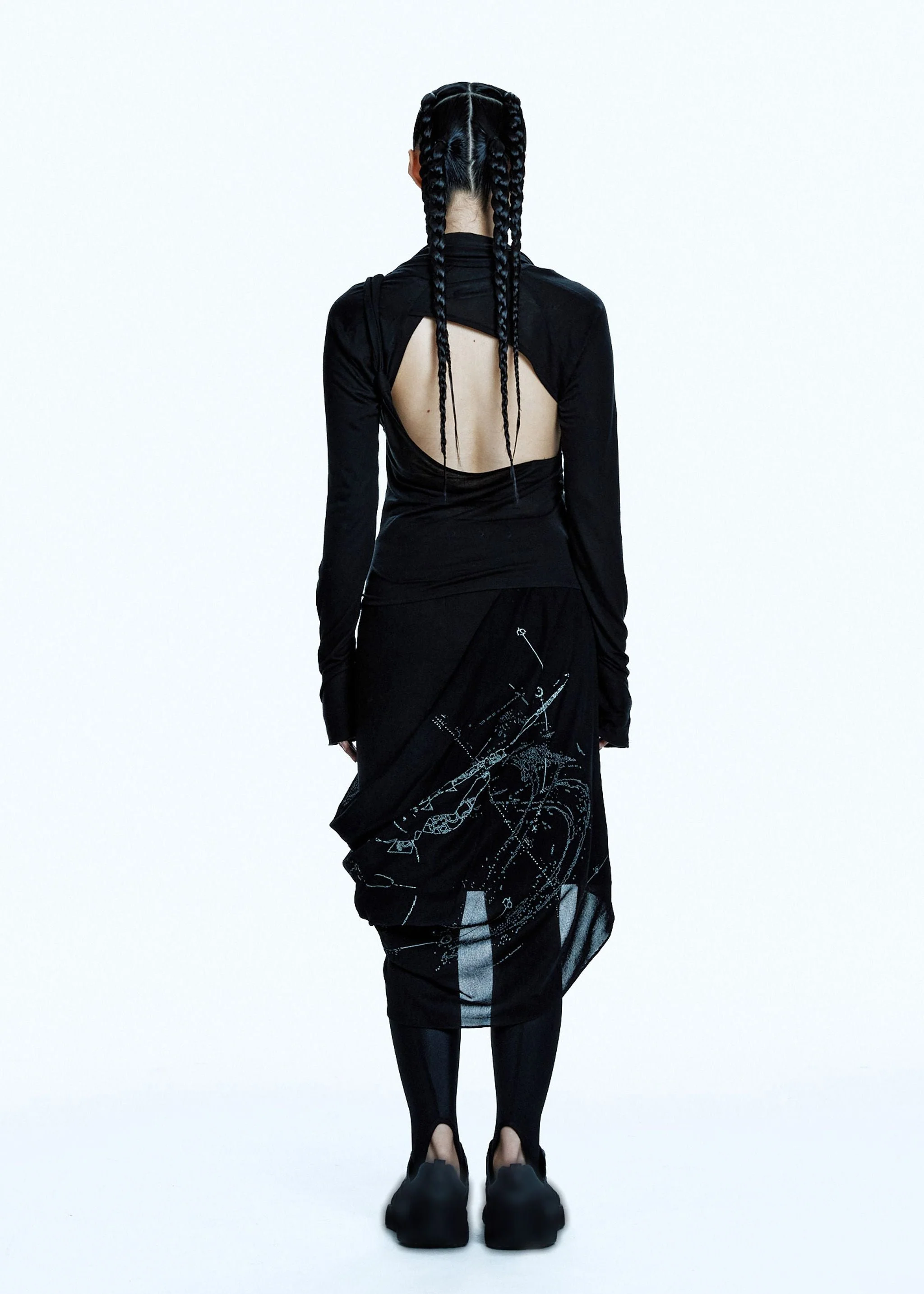 TIED LONG SLEEVE TOP BLACK - Image 4