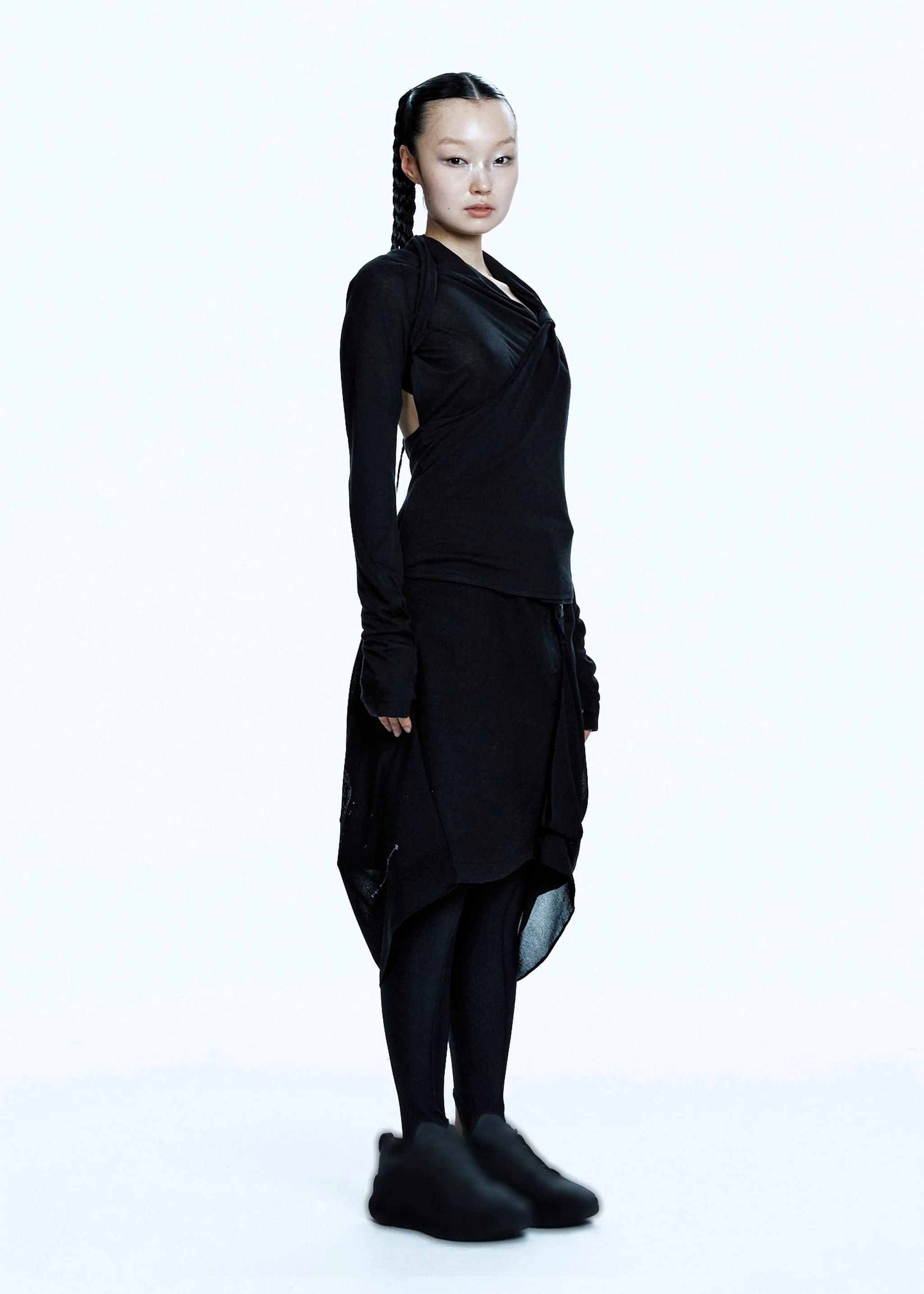 TIED LONG SLEEVE TOP BLACK - Image 5