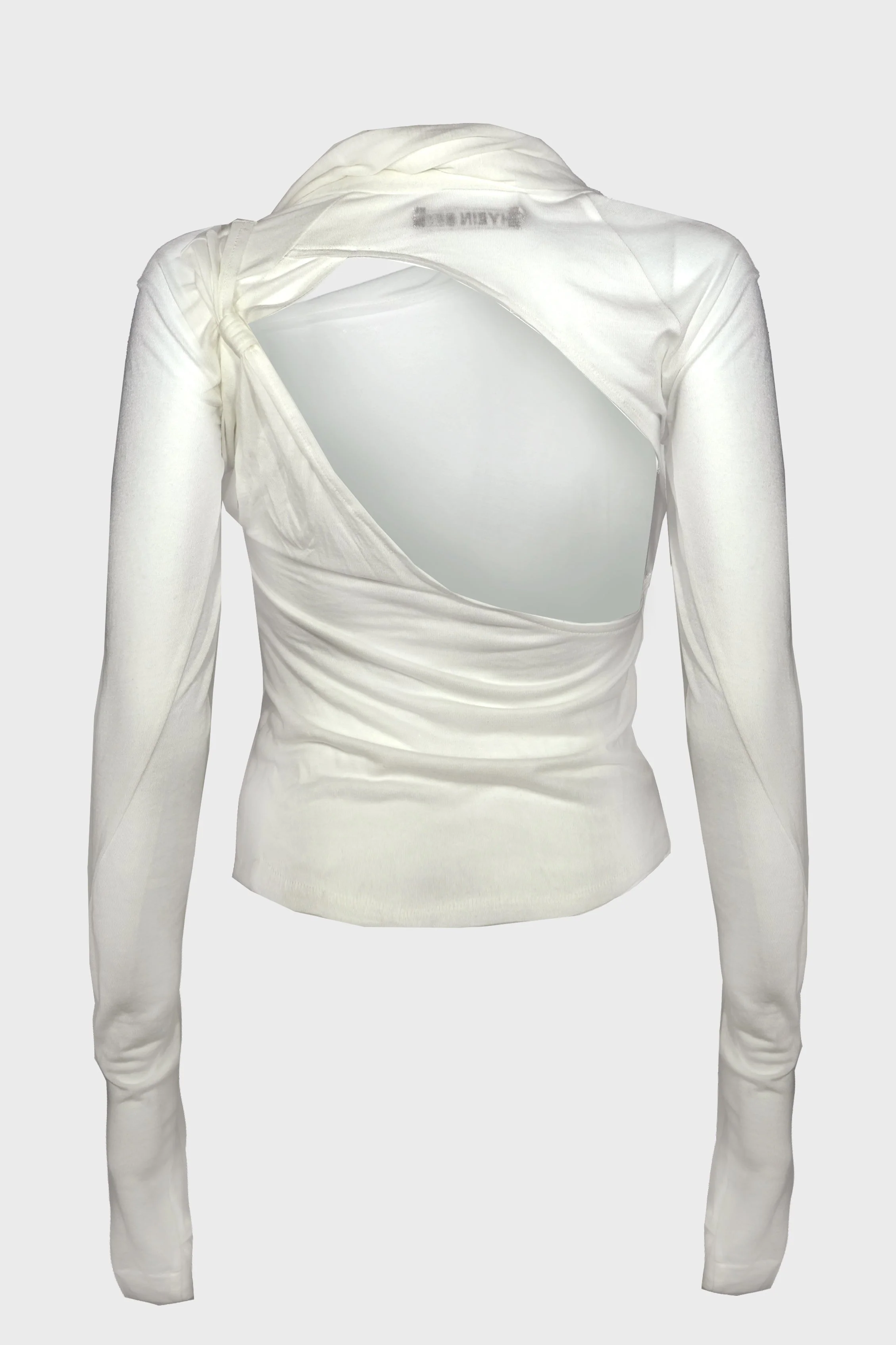 TIED LONG SLEEVE TOP WHITE - Image 3