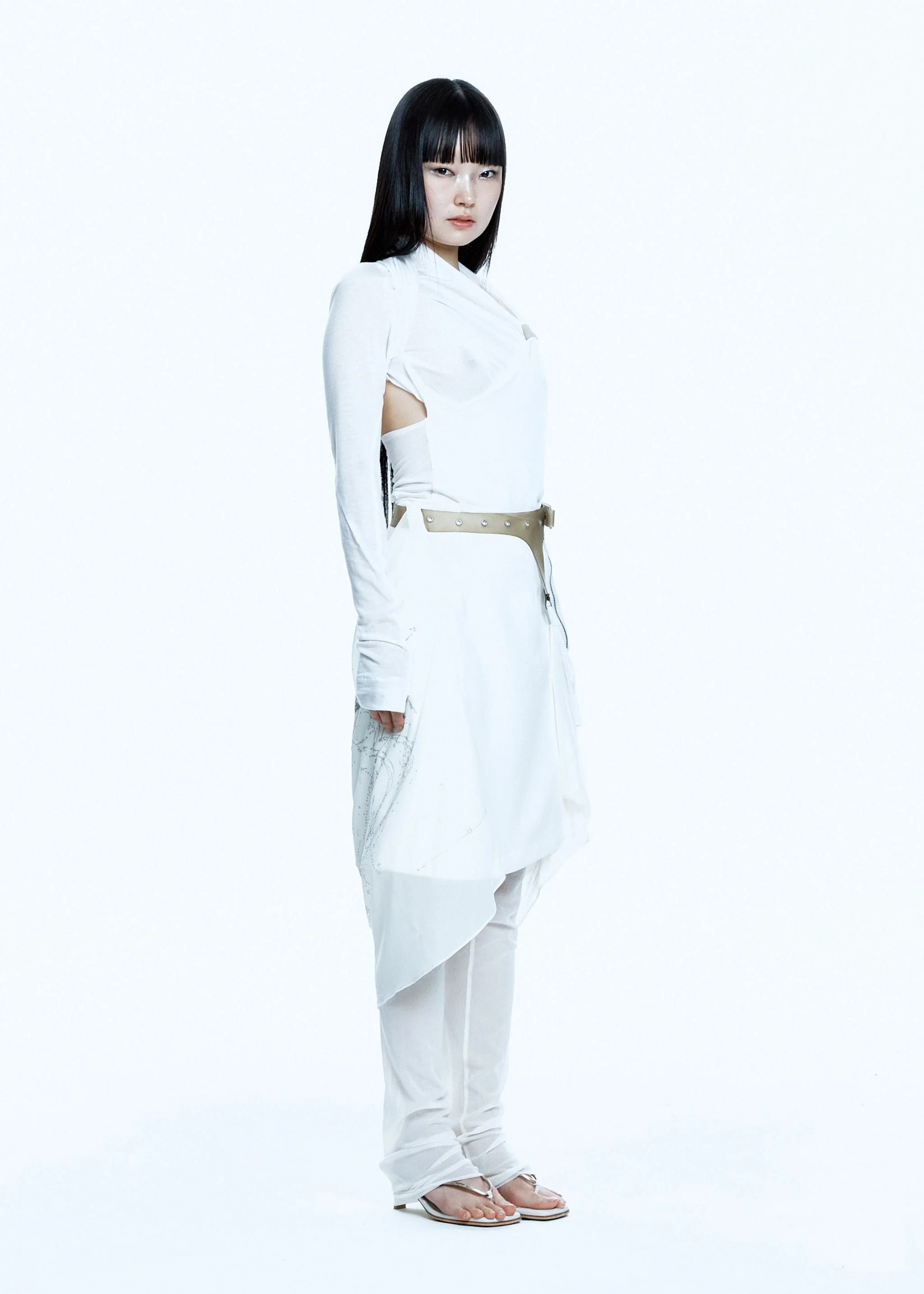 TIED LONG SLEEVE TOP WHITE - Image 5