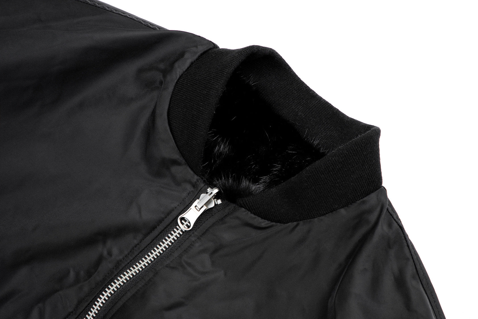 BLACK UNISEX REVERSIBLE MINK FUR BOMBER W/ LOGO - Image 14
