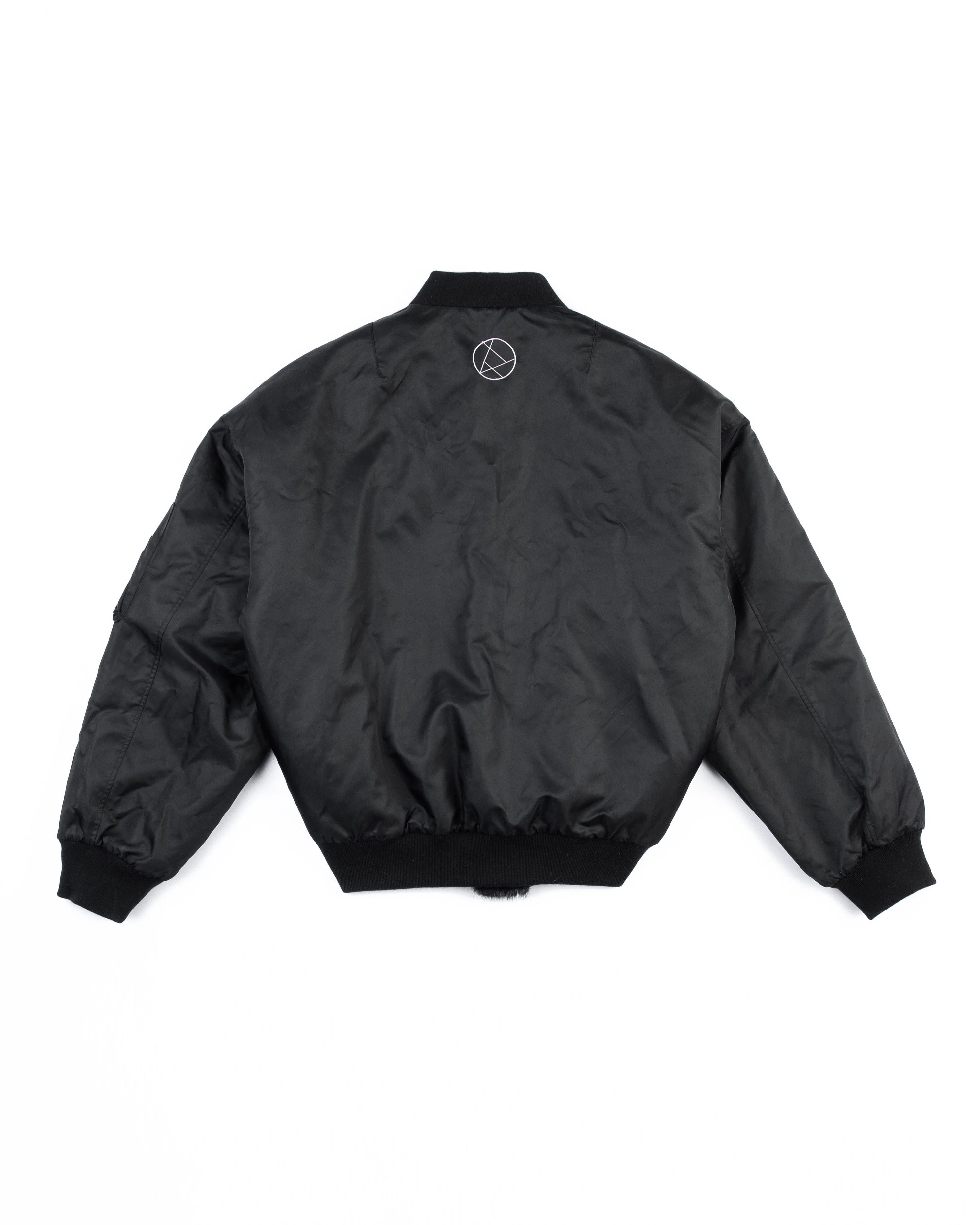BLACK UNISEX REVERSIBLE MINK FUR BOMBER W/ LOGO - Image 4