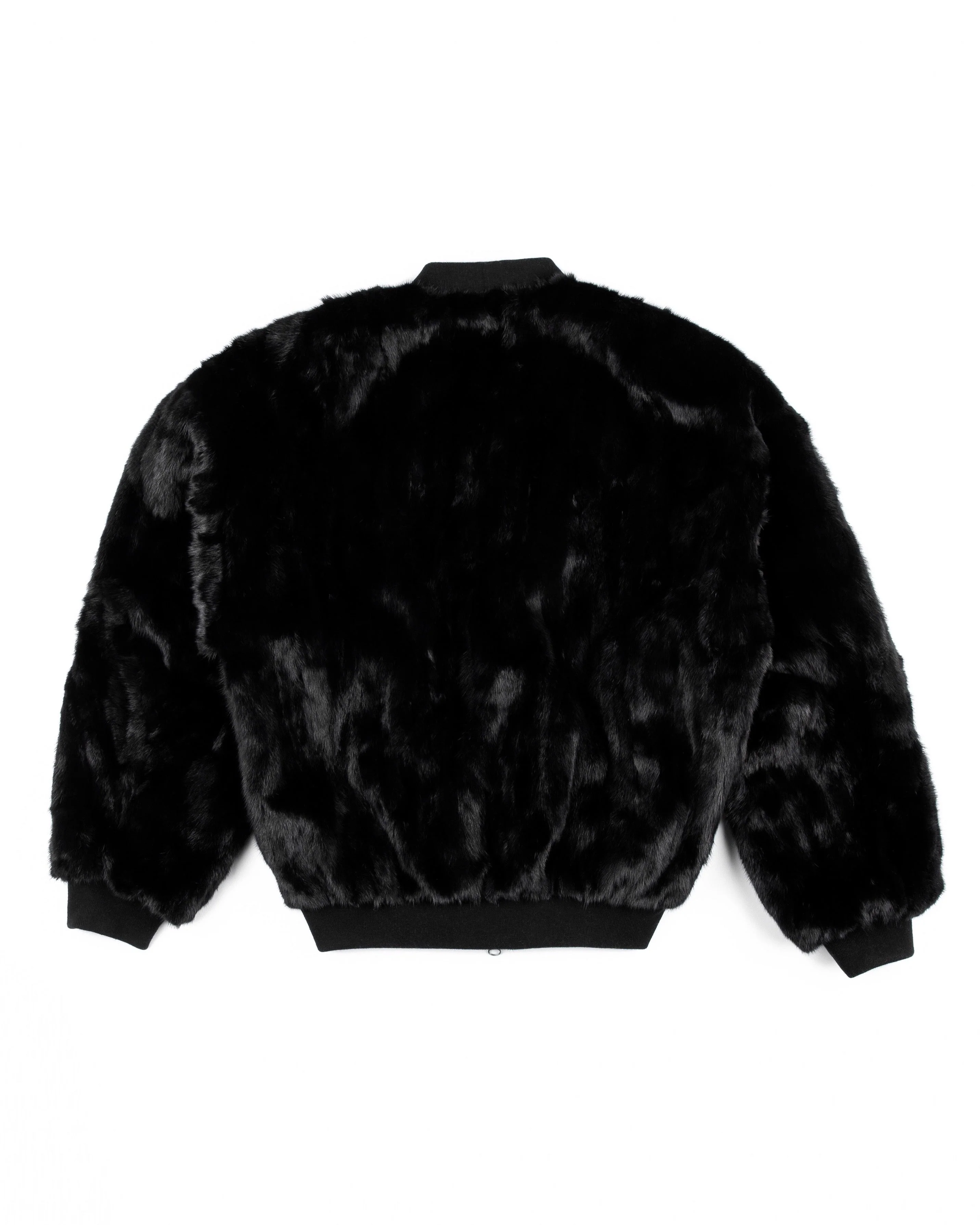 BLACK UNISEX REVERSIBLE MINK FUR BOMBER W/ LOGO - Image 6