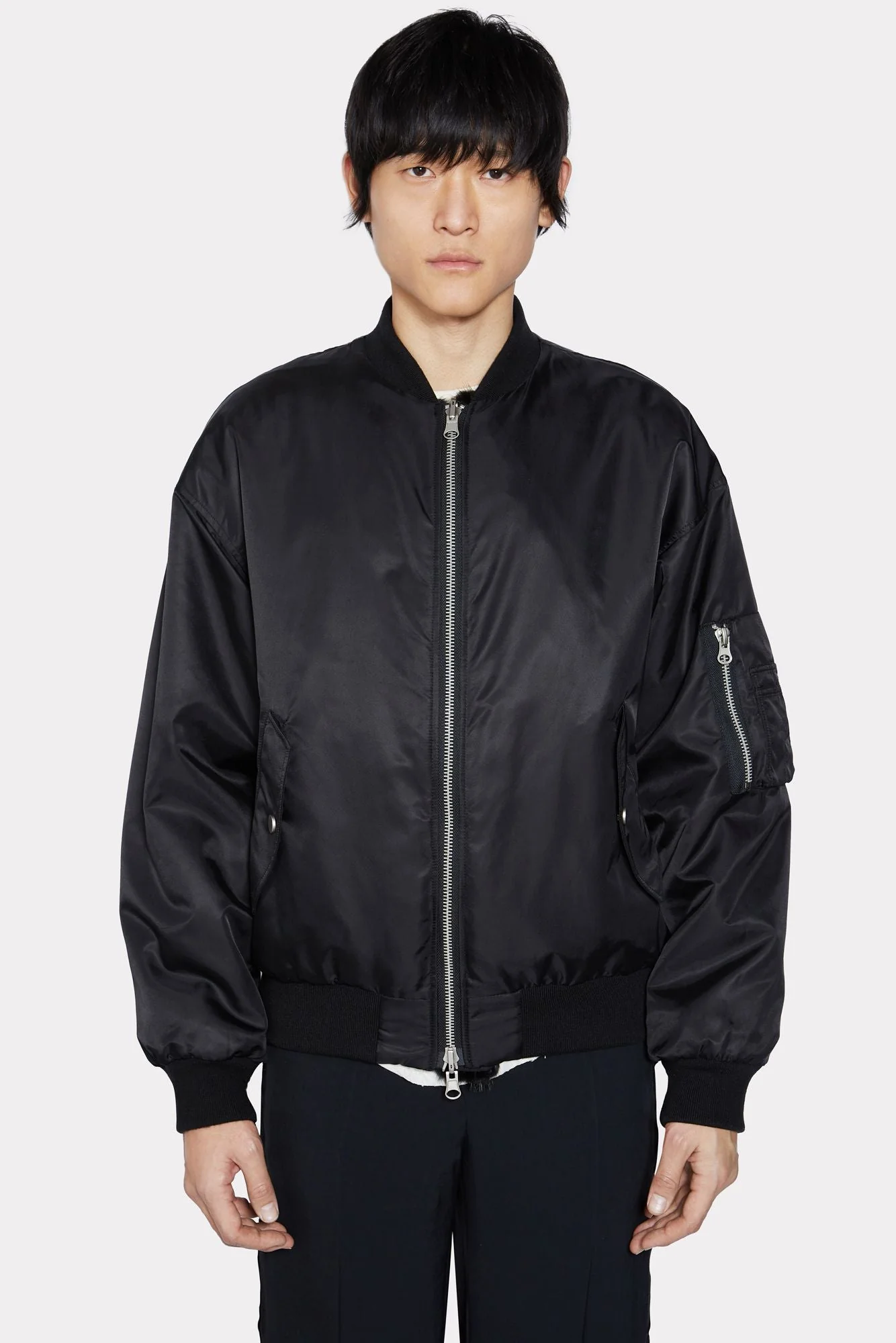 BLACK UNISEX REVERSIBLE MINK FUR BOMBER W/ LOGO - Image 8