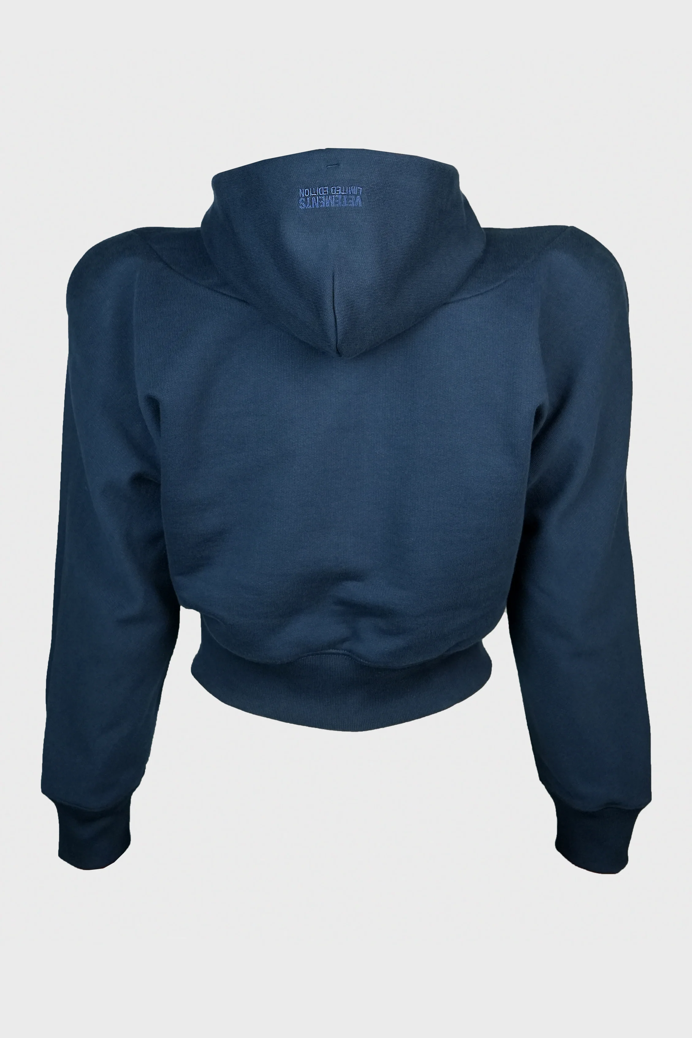 ALPHABET ROUND SHOULDER ZIP-UP HOODIE NAVY - Image 2