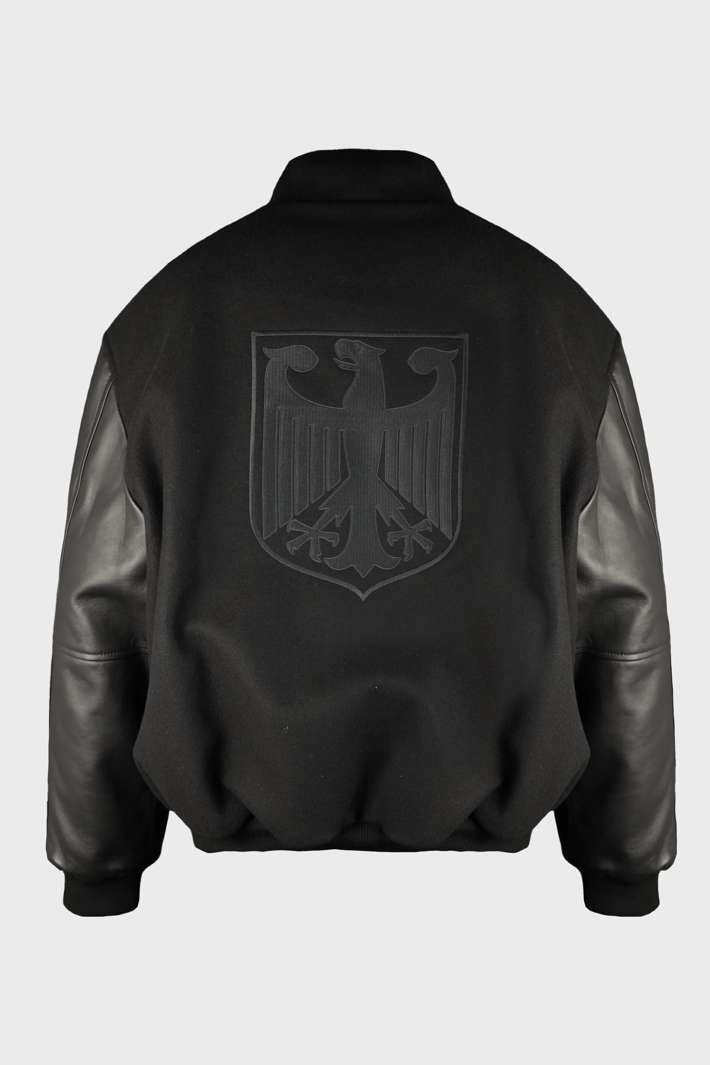 BIKER CROSS EMBROIDERED VARSITY JACKET BLACK - Image 2
