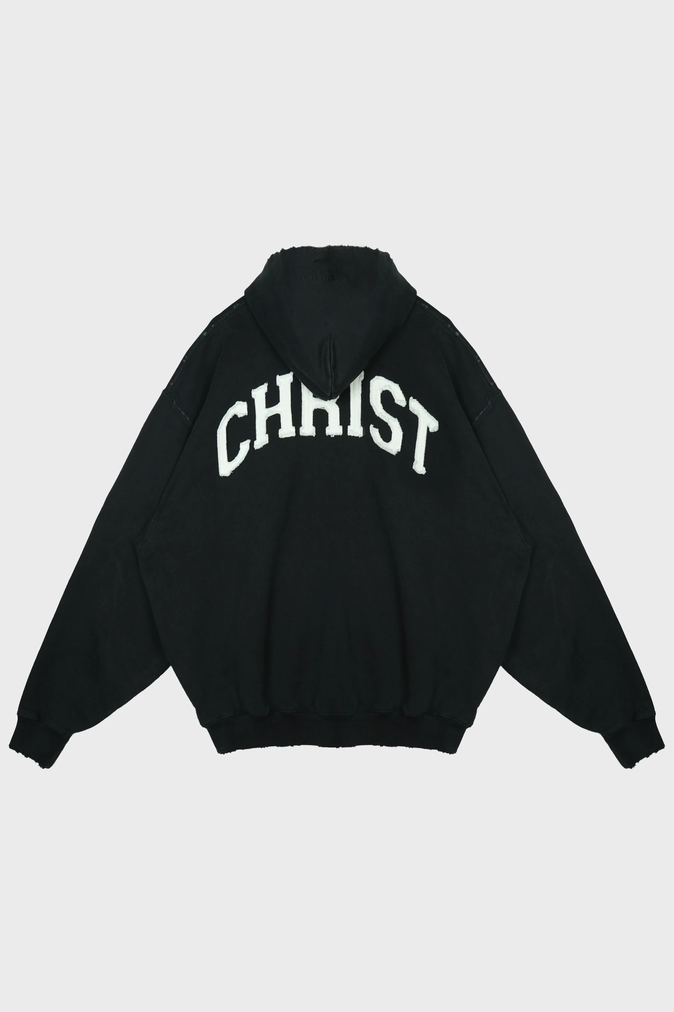 JESUS CHRIST ZIP-UP HOODIE WASHED-OUT BLACK - Image 2