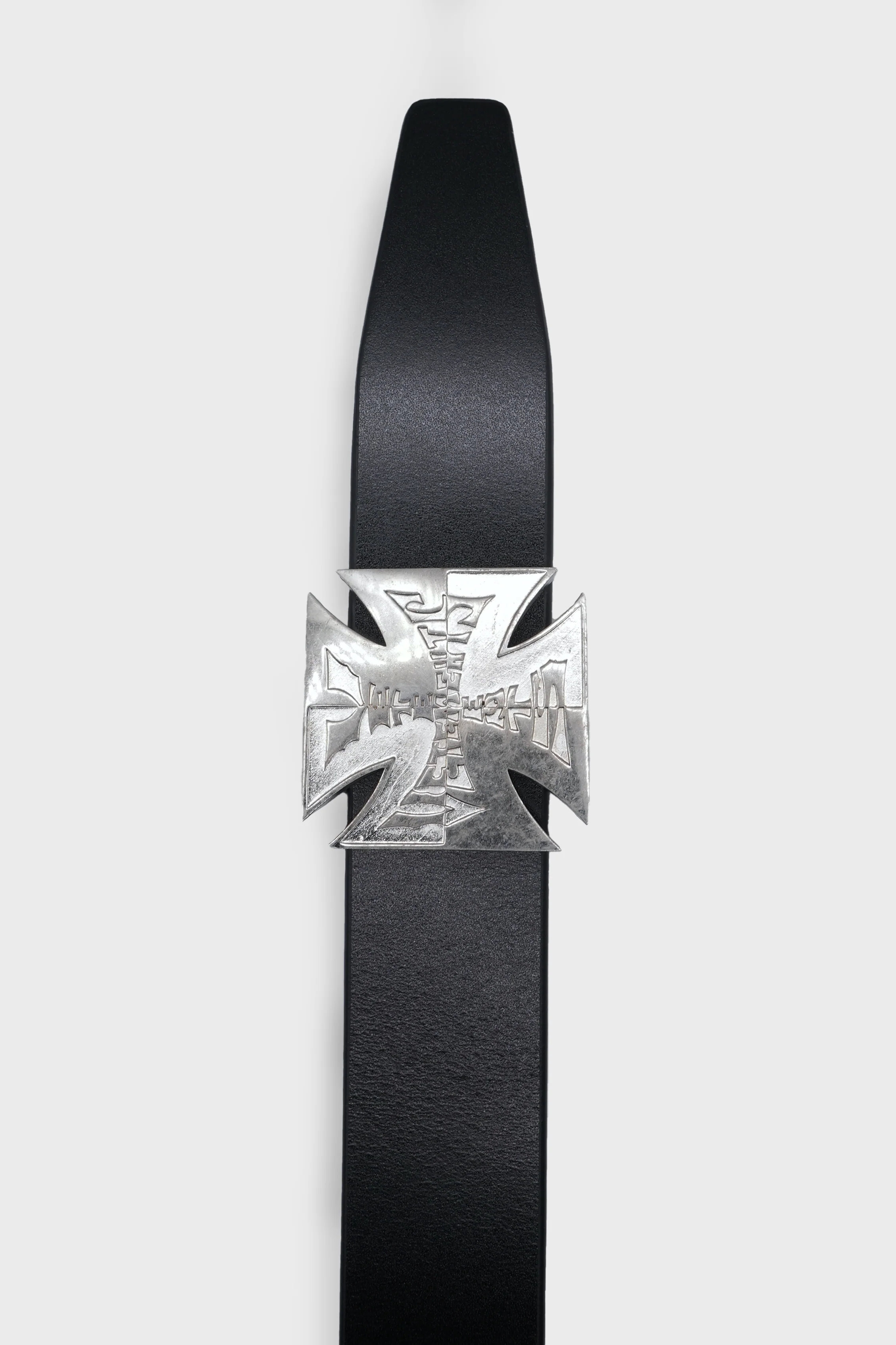 METAL BIKER CROSS LOGO BELT BLACK / SILVER - Image 2