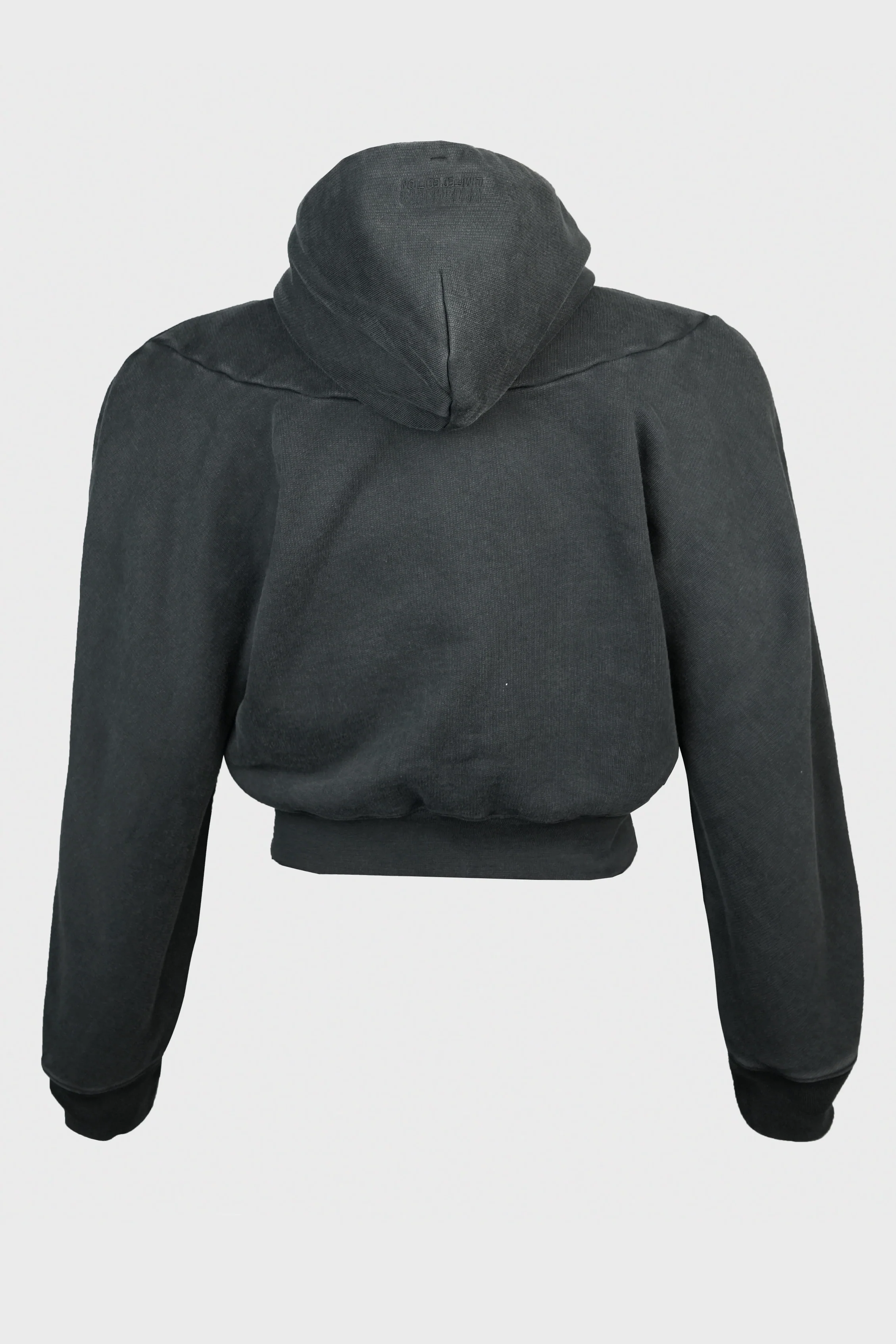 ROUND SHOULDER ZIP-UP HOODIE BLACK - Image 2