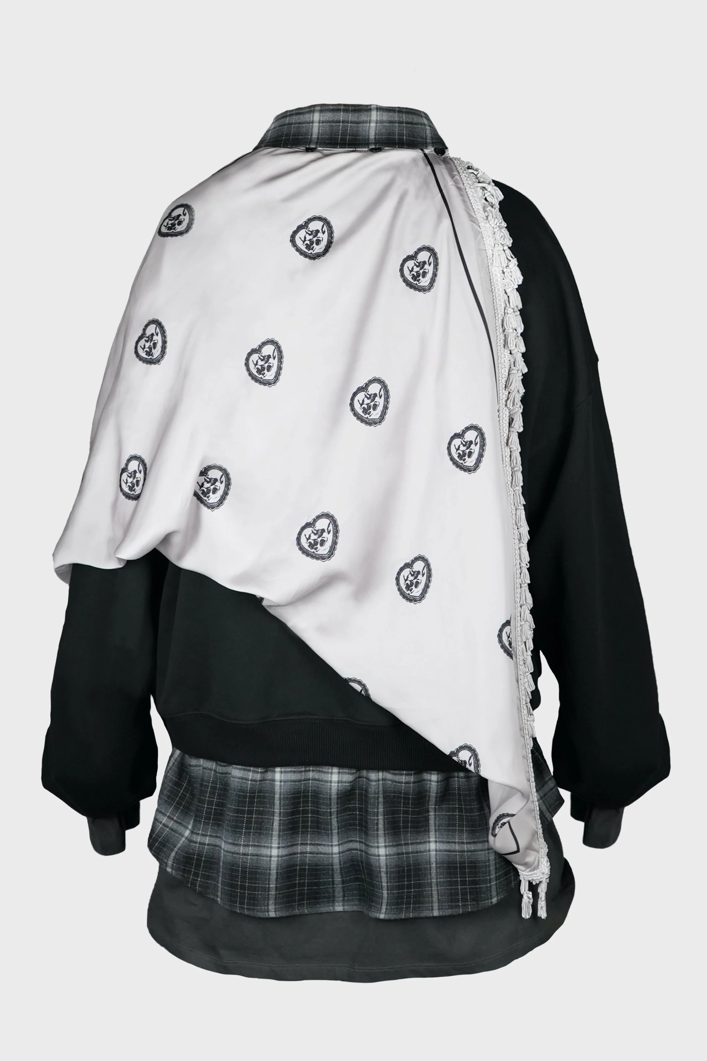 BLACK DETACHABLE SCARF LAYERED SWEATSHIRT - Image 2