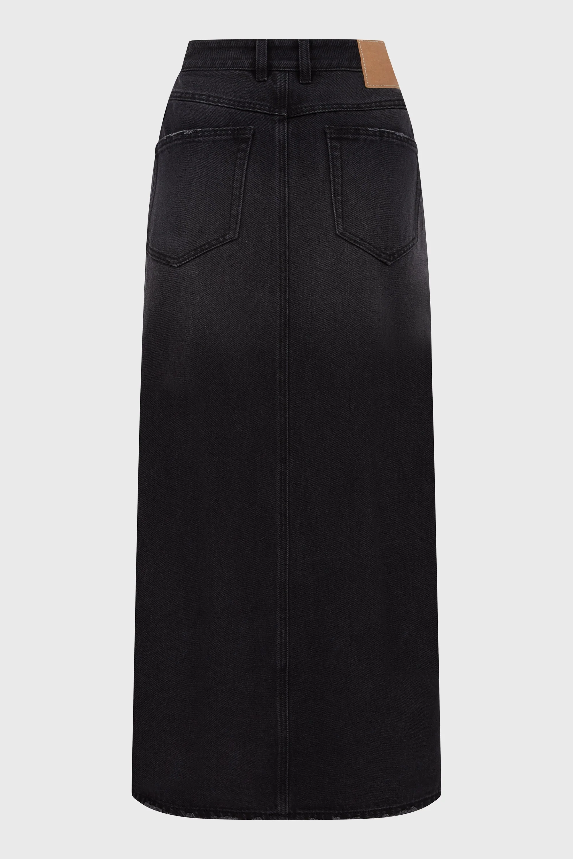 BLACK WASHED LONG DENIM SKIRT - Image 2