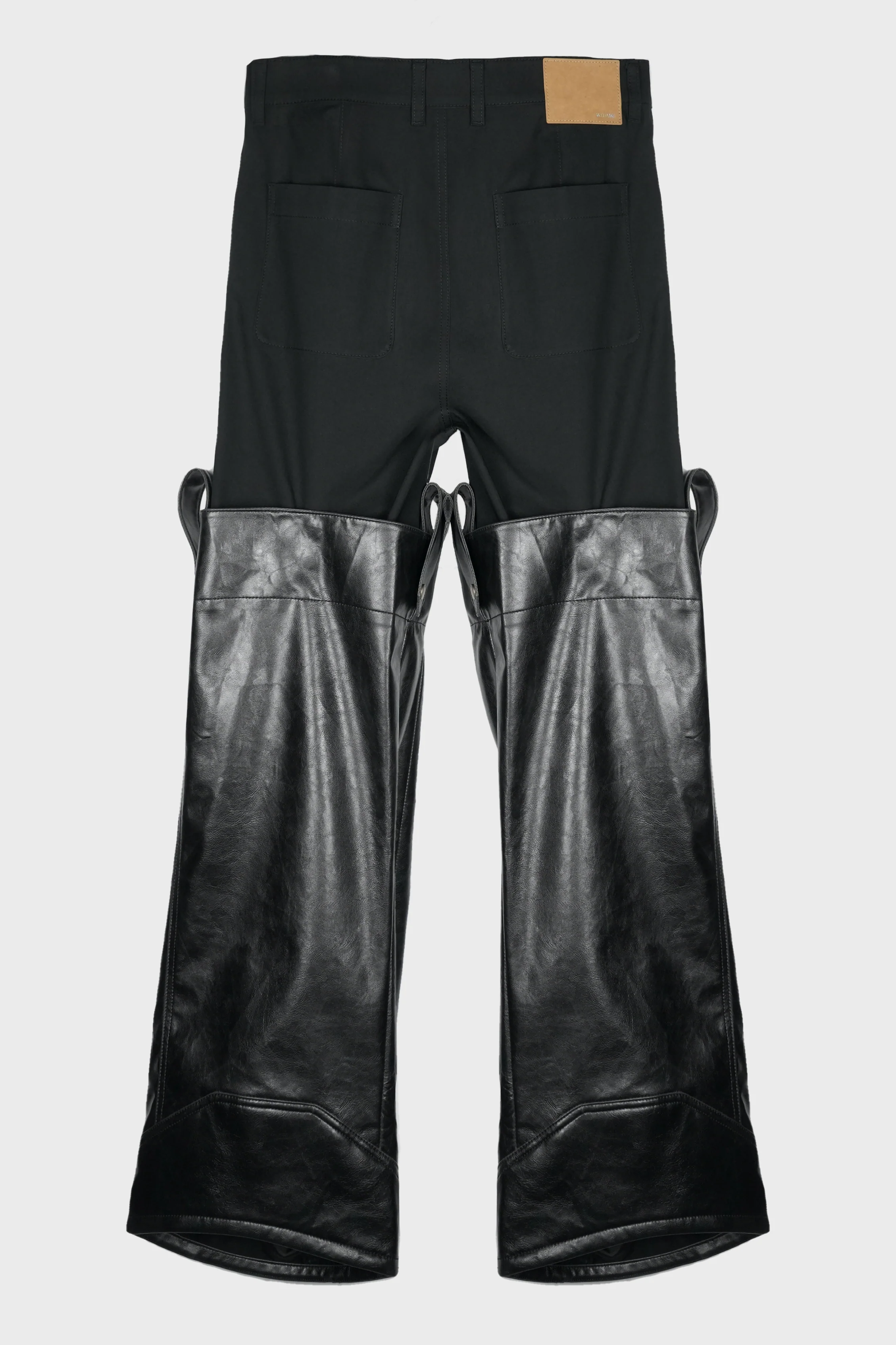 LAYERED FAUX LEATHER BOOTS PANTS BLACK - Image 2