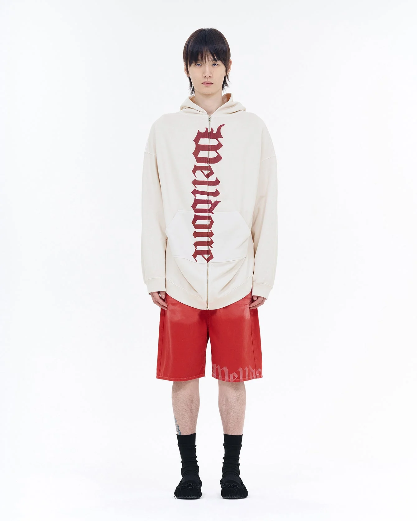 WHITE FLARE HOODIE ZIP-UP - Image 2