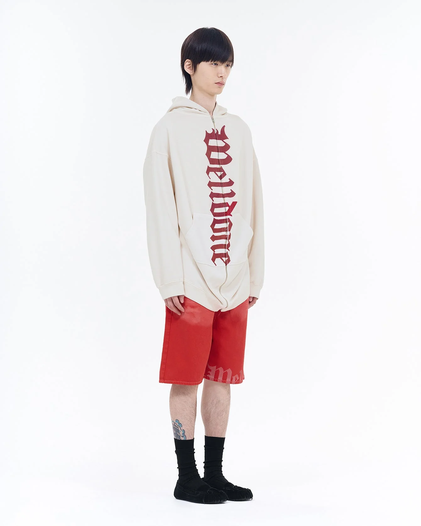 WHITE FLARE HOODIE ZIP-UP - Image 5