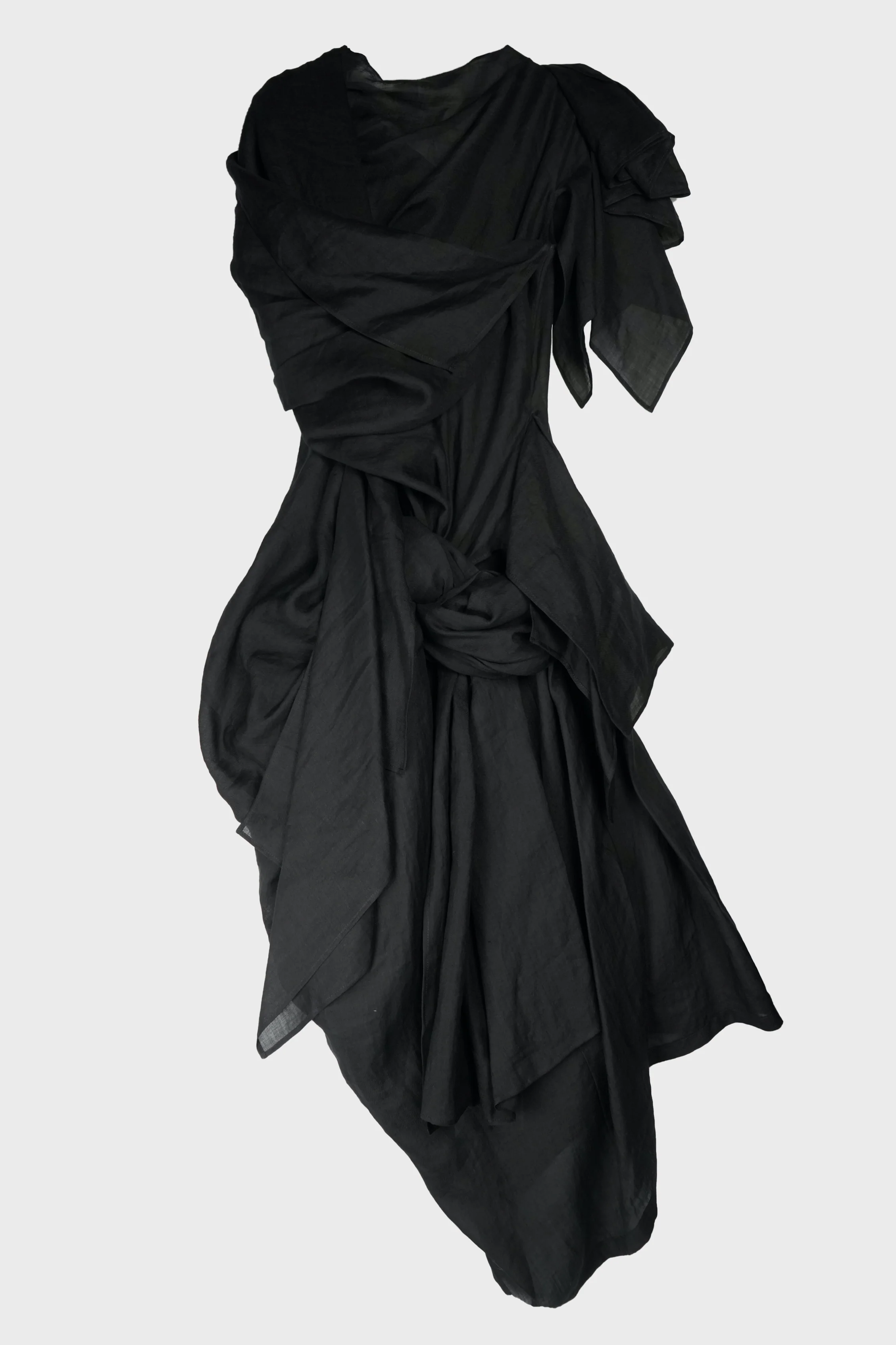 DRAPED KNOT D LONG DRESS BLACK - Image 3